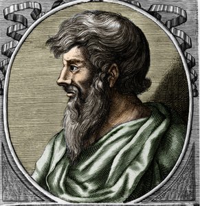 Retrato de Pitágoras (ca. 570 - alrededor de 480 a.C.), matemático y filósofo griego. Grabado del siglo XVIII de Unknown artist
