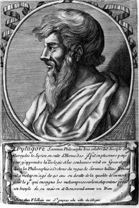 Retrato de Pitágoras (ca. 570 - alrededor de 480 a.C.), matemático y filósofo griego. Grabado del siglo XVIII de Unknown artist