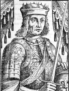 Retrato de Roger II de Hauteville (Ruggero Altavilla) (1097-1154), fundador de la monarquía de Sicilia. Xilografía del siglo XVI. de Unknown artist