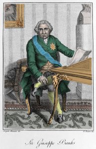 Retrato de Sir Joseph Banks (1743-1820), explorador y naturalista inglés. Grabado en color