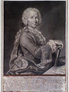 Retrato del compositor y violinista sueco Johan Joachim Agrell (Grabado) de Unknown artist