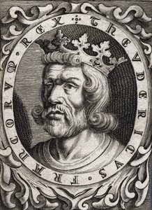 Retrato de Thierry I (? - 533), Rey de Austrasia. Grabado del siglo XVIII. de Unknown artist