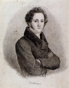 Retrato del compositor italiano Vincenzo Bellini. Grabado. Siglo XIX
