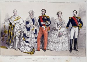 Retrato de los Borbones. De izquierda a derecha: Carlos X (1757-1836), María Amelia (1782-1866), Luis Felipe I (1773-1850), Eugenia de Guzmán (1826-1920) y Napoleón III (1808-1873). de Unknown artist