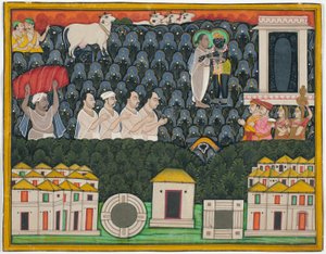 Pratham Milan, Shrinathji se revela a Vallabhacharya en el monte Govardhan de Unknown artist