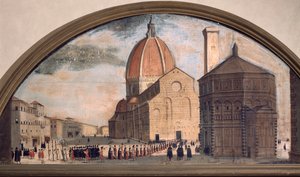 Procesión en la plaza de la catedral de Santa María del Fiore, Florencia de Unknown artist