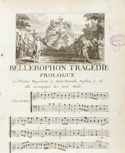 Prólogo de “Bellerophon” tragedia lírica en cinco actos con un prólogo de Jean Baptiste Lully (Giovanni Battista Lulli) (Jean-Baptiste) (1632-1687). 1714