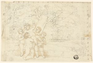 Putti llevando al joven Baco de Unknown artist