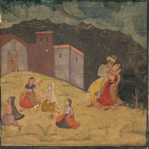 Radha y Krishna atrapados en una tormenta