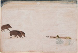 Raja Ram Chand de Amber (r. 1667-1688) Cazando jabalíes de Unknown artist