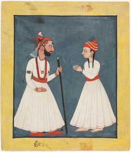Raja Shamsher Sen con un joven de Unknown artist