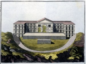 Reconstrucción del Teatro Griego de Baco en Atenas. - en "Le costume ancien et moderne" de Ferrario, ed. Milán de Unknown artist