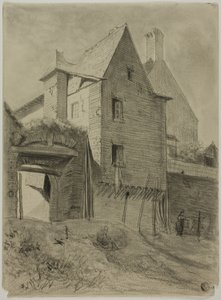 Resto de un Viejo Castillo Incorporado en una Granja de Unknown artist
