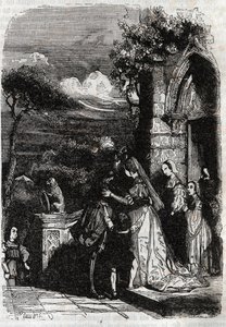 Renaud regresando a su familia - grabado de 1851 de “Roland Furioso” de Unknown artist