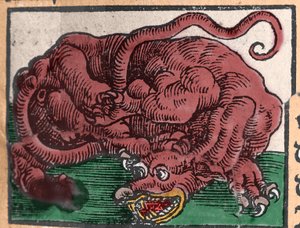 Representación de un dragón. Grabado de “Den Edlen Strength Besten Fromen” de Johann Stumpff. 1550 de Unknown artist