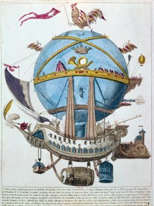 Representación de un viaje en globo, grabado satírico del siglo XVIII de Unknown artist