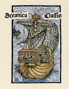 Representación de la carabela Santa María por Cristóbal Colón (1451-1506). Grabado de “De insulis in mare Indico super inventis”, Bale 1493-1494 (traducción latina del informe de Colón al Rey de España) de Unknown artist