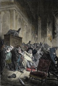 Representación de la muerte de Jean-Baptiste Poquelin, dit Moliere (1622-1673), muerte por congestión pulmonar durante una representación de "El enfermo imaginario" el 17/02/1673 de Unknown artist