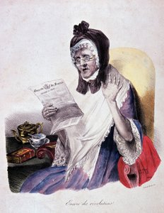 Revolución 1830: "Encore des revolutions" grita una anciana leyendo la Gazette de France de Unknown artist