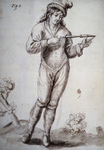 Rhabdomancia: tratado titulado "la física oculta o tratado de la vara divina y sus usos para el descubrimiento de fuentes de agua, minas..." por el Abad de Vallemont: diferentes formas de usar la vara del buscador. Manuscrito del siglo XVIII. de Unknown artist
