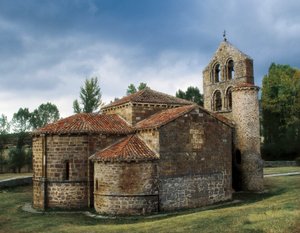 Arte románico: vista de la Iglesia de San Salvador de Cantamuda, España de Unknown artist