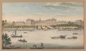 Hospital Real de Chelsea, Vista desde el río, c.1750 de Unknown