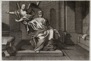 Biblia de Royaumont, Nuevo Testamento: El Evangelista San Mateo con el Ángel. Ilustración de 1811