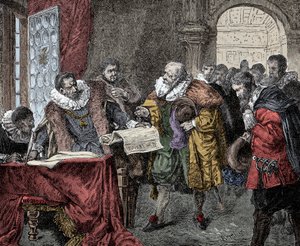 Rodolfo II concede la Carta de Majestad - El emperador Rodolfo II de Austria (1552-1612) concede la carta de majestad en 1609 (libertad religiosa al Reino de Bohemia)