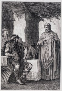 San Gregorio de Tours (538-594) oponiéndose a Chilperico I (539-584) Rey de Neustria. de Unknown artist