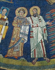 Santa Práxedes (Prassede) y San Pablo (detalle). Mosaico anónimo alrededor del año 830. Arco Triunfal de la Basílica de Santa Prassede, Roma de Unknown artist