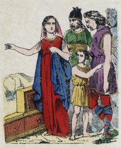 Santa Genoveva (422-502), patrona de París, disuadió a los parisinos de abandonar su ciudad, que fue amenazada en 451 por Atila, rey de los hunos. de Unknown artist