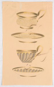 Hoja de muestra, dos diseños para tazas y platillos