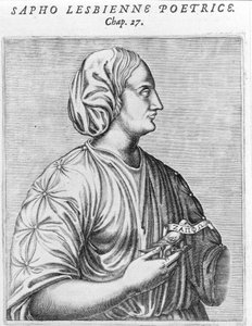 Sapho (Safo) poeta y lesbiana. Grabado del siglo XVIII de Unknown artist