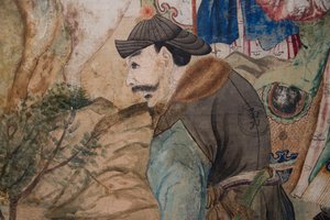 Escenas de la vida cotidiana en China, detalle del papel tapiz chino, gabinete chino, residencia de caza, por Filippo Juvarra (1678-1736), Stupinigi, Piamonte, Italia de Unknown artist