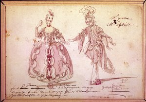 Escenografía: dibujo de trajes para la pastoral "Nais" de Jean Philippe Rameau (1683-1764) 1764.