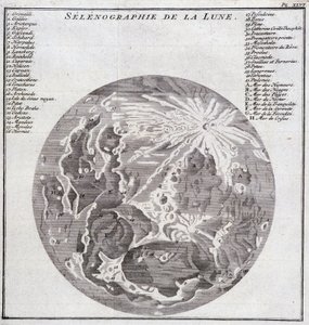 Selenografía de la Luna - en “Viaje Histórico de América del Sur hecho por Orden del Rey de España por Don Jorge Juan y Don Antonio de Ulloa”, T.2, en C.A. Jombert, Librería del Rey, París de Unknown artist