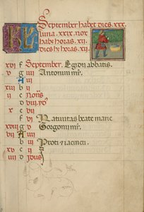 Página del calendario de septiembre; Vendimia