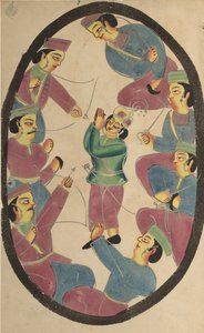 Siete héroes o guerreros matando a Abhimanya, hijo de Arjuna de Unknown artist