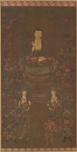 Shakyamuni con los dieciséis deidades benevolentes de Unknown artist