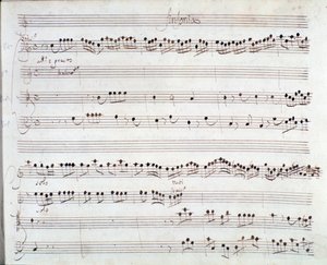 Página de partitura para La coronación de Darío por Giuseppe Aldrovandini (1703) de Unknown artist