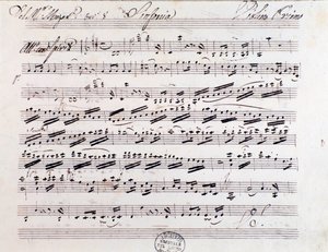 Página de la partitura para el primer violín en la Sinfonía n. 7, de Mozart de Unknown artist