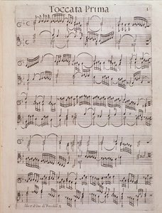 Página de partitura del Segundo libro de toccatas de Girolamo Frescobaldi de Unknown artist