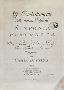 Página de partitura de la Sinfonía Periódica (el Combate de las Pasiones Humanas) por Karl Ditters von Dittersdorf de Unknown artist