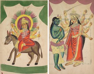 Sheetaladevi: La diosa de la viruela (anverso); Durga (verso) de Unknown artist