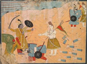 Shiva intercede por Vanasura: Escena de la sección Aniruddha Usha de Krishna Lila de Unknown artist