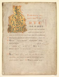 Hoja Única Extraída de un Gradual y Sacramentario: Inicial A[d te lavavi] de Unknown artist
