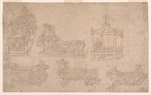 Seis diseños para una cama infantil de Unknown artist