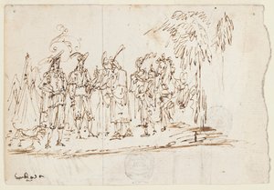 Boceto: Una visita oriental de Unknown artist