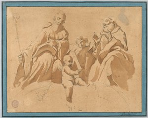Boceto para una pintura mural: Dos monjes santos de Unknown artist