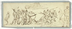 Boceto de escena de batalla (recto); Fragata (verso)
